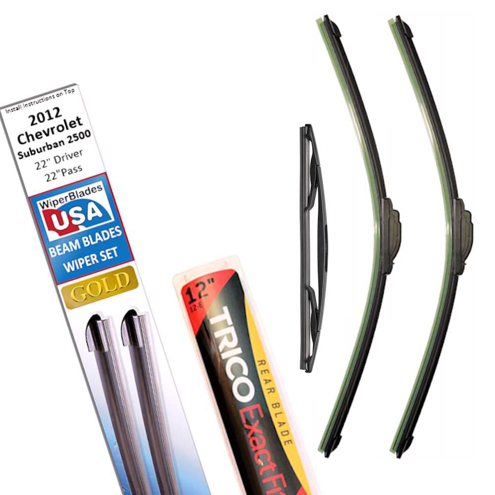 Beam Blade Wipers Replacement Set For 2012 Chevrolet Suburban 2500 W/Rear - Wiperbladesusa Gold Beam Wiper Blades Wipers Set