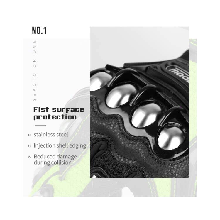 Motorcycle Gloves Air Flow Steel Knuckle Touchscreen BMX MX ATV MTB Motocross Dirt Bike Racing Downhill Tactical Gloves (Black,