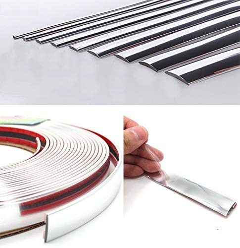 Car Door Edge Scratch Guard Trim Molding Protector 40Mm (1.57Inc) X 5M(16Feet) Chrome Sticky Cover U Shape Air Vent Edge Decorat
