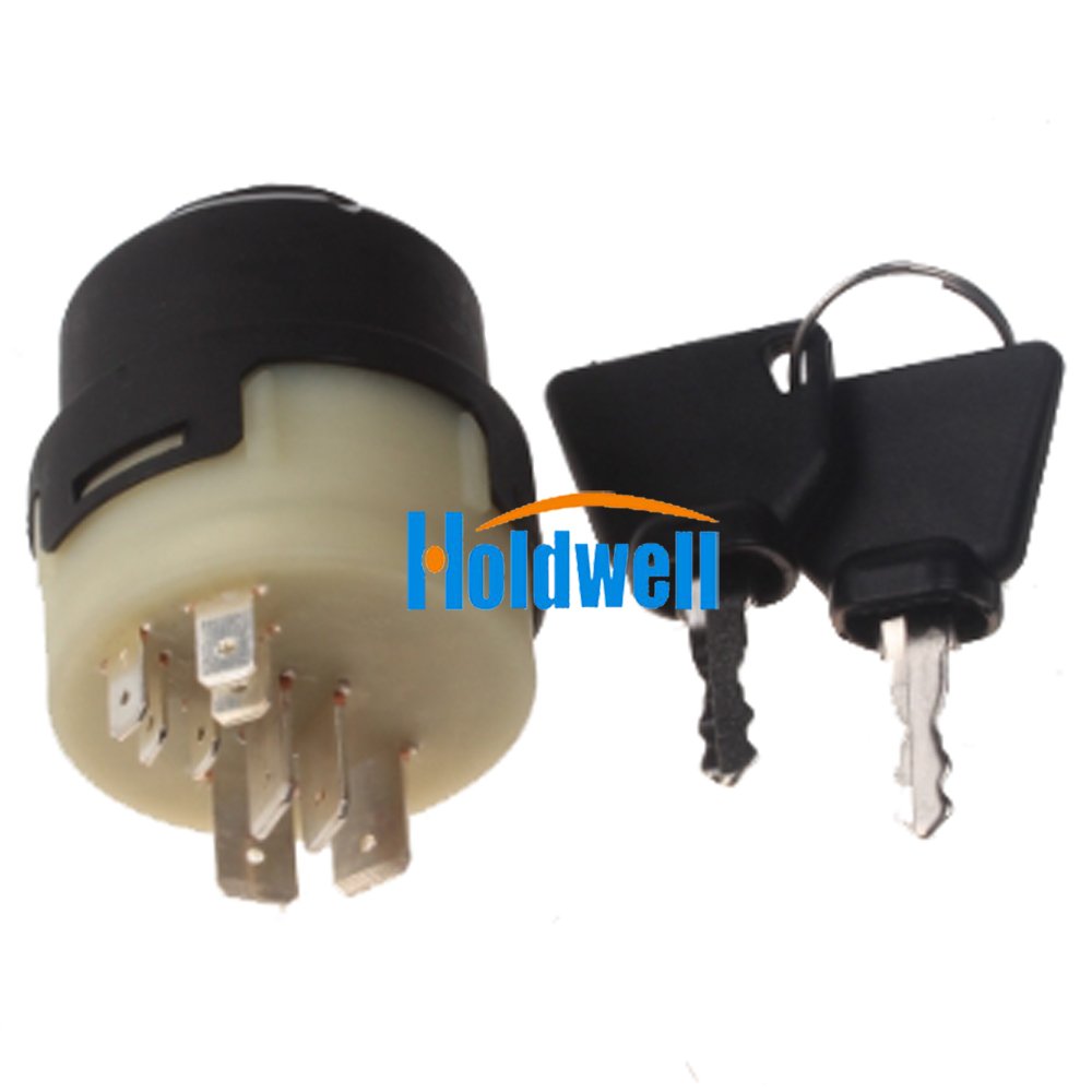 HOLDWELL Ignition Switch 701/80184 with 2 Keys, 9 Pins, Compatible with JCB, New Holland, NH, Case - Black