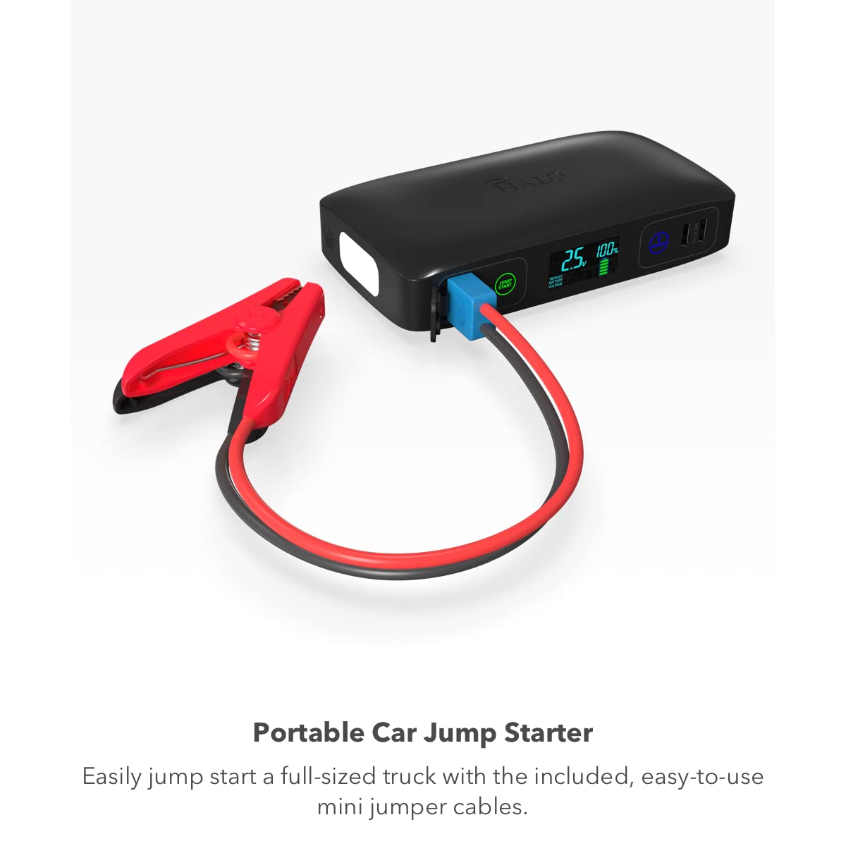 Halo Bolt ACDC Max 55500 mWh Portable Charger & Car Jump Starter - Platinum, Model 801108062, with LCD Display & Flood Light