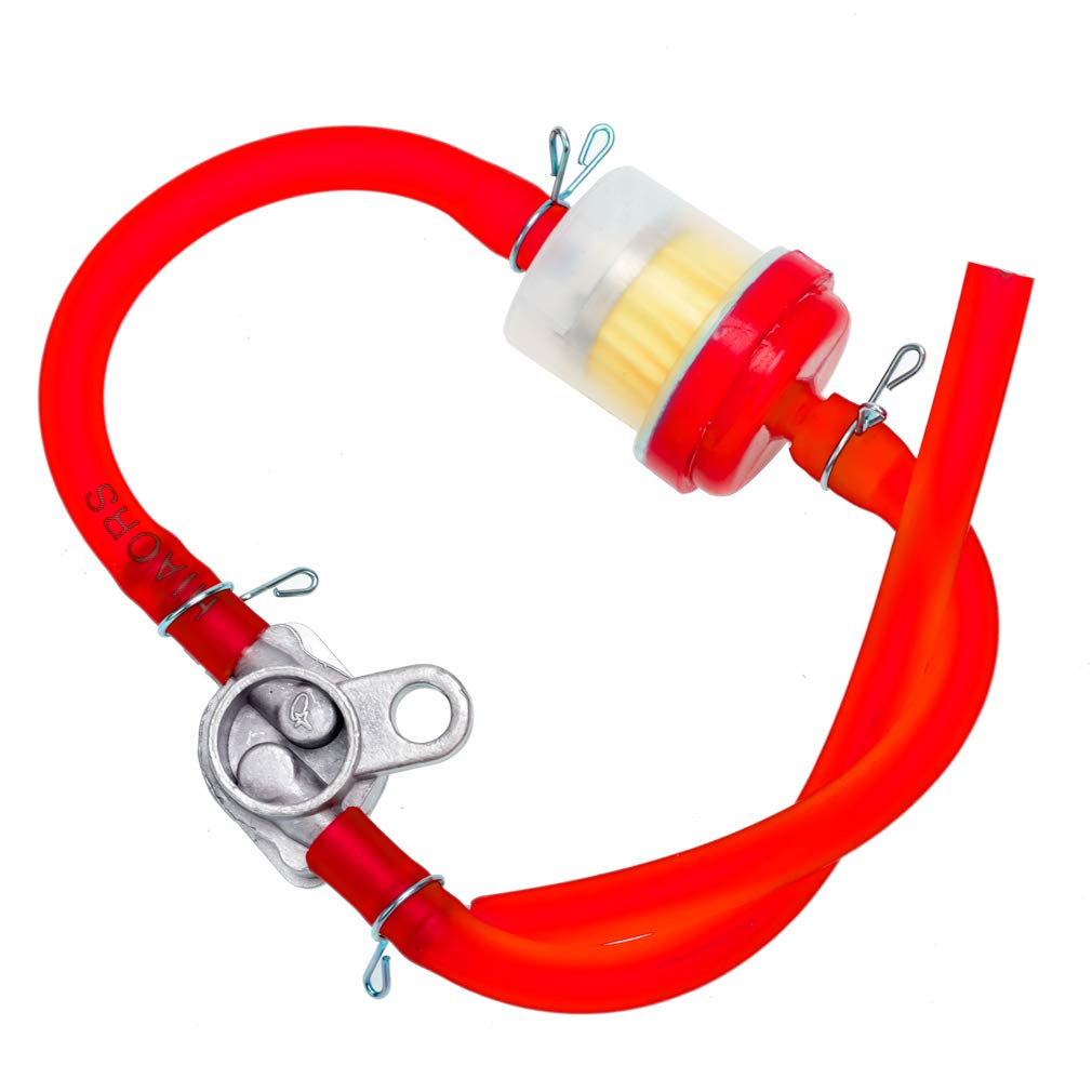 HIAORS Red Gas Fuel Hose Oil Filter Clamps Inline Fuel Shut Off Valve Petcock Petrol Switch for 50cc 70cc 110cc 125cc 150cc 250c