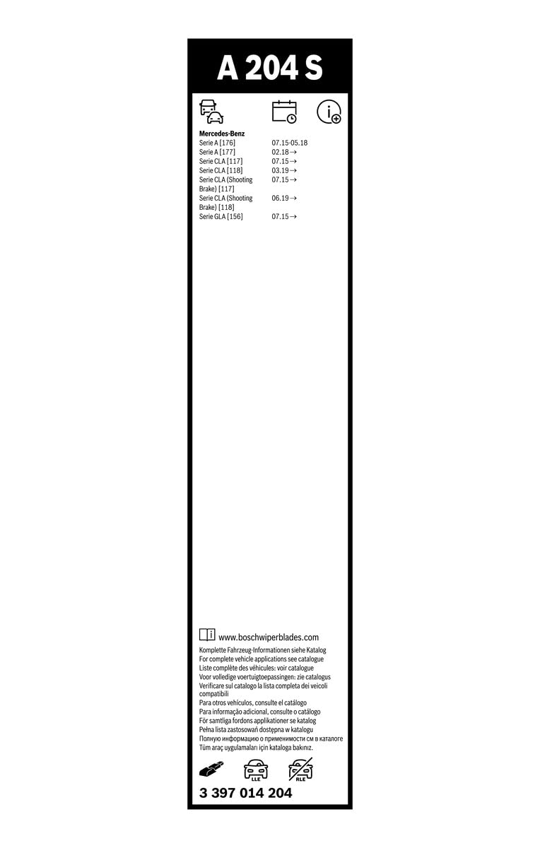 Bosch AeroTwin Wiper Blades Set - OE Replacement 24" & 19" Rubber for Driver & Passenger Side, Model 3397014204