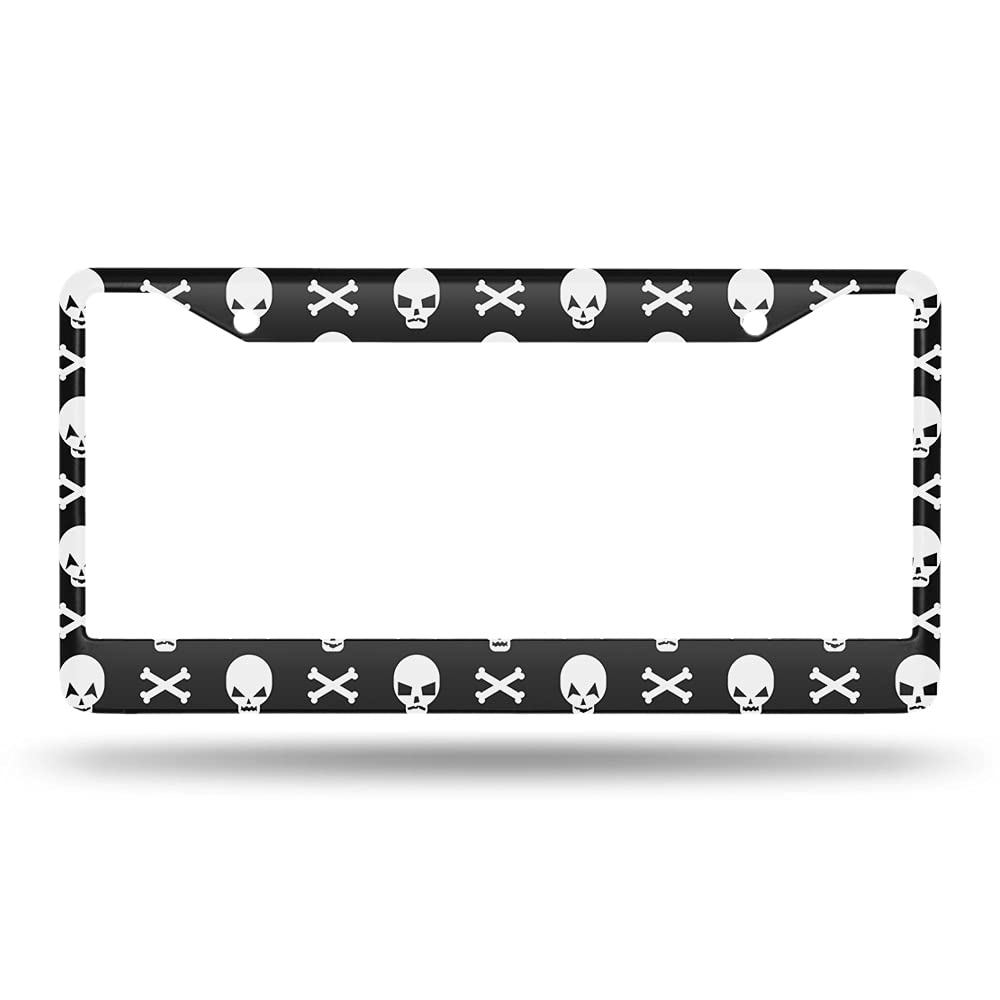 Beabes Halloween Skull License Plate Frame Dead Skull Design Car Frames, License Plates Holder, Dark Gothic Pattern License Plat