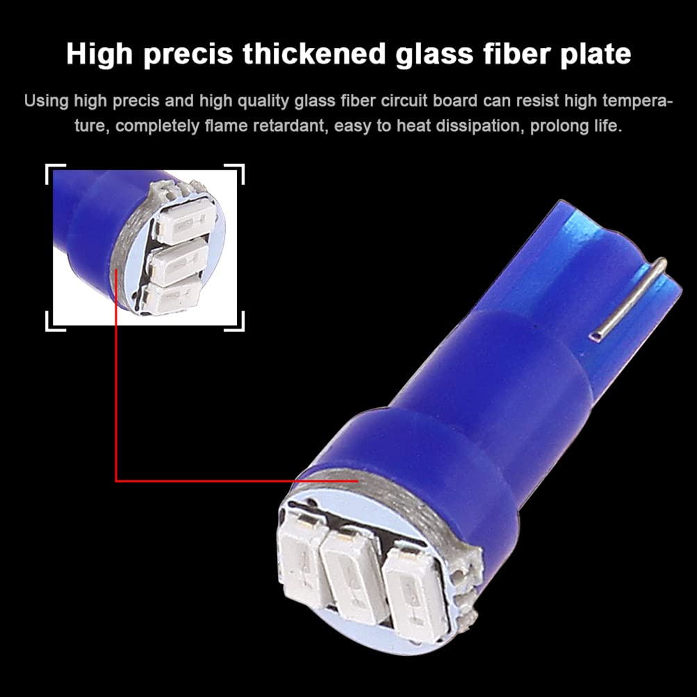 Cciyu 20 Pack Blue T5 3-3014 Smd Wedge Led Light Bulbs 74 17 18 37 70 73 2721 Replacement Fit For Instrumental Cluster Gauge Das