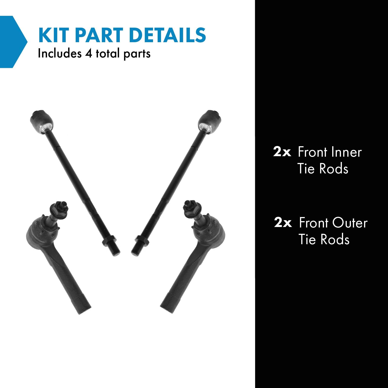 Trq Front Tie Rod Set Compatible With 1997-2005 Chevrolet Venture 1997-2004 Oldsmobile Silhouette 1999-2005 Pontiac Montana 1997