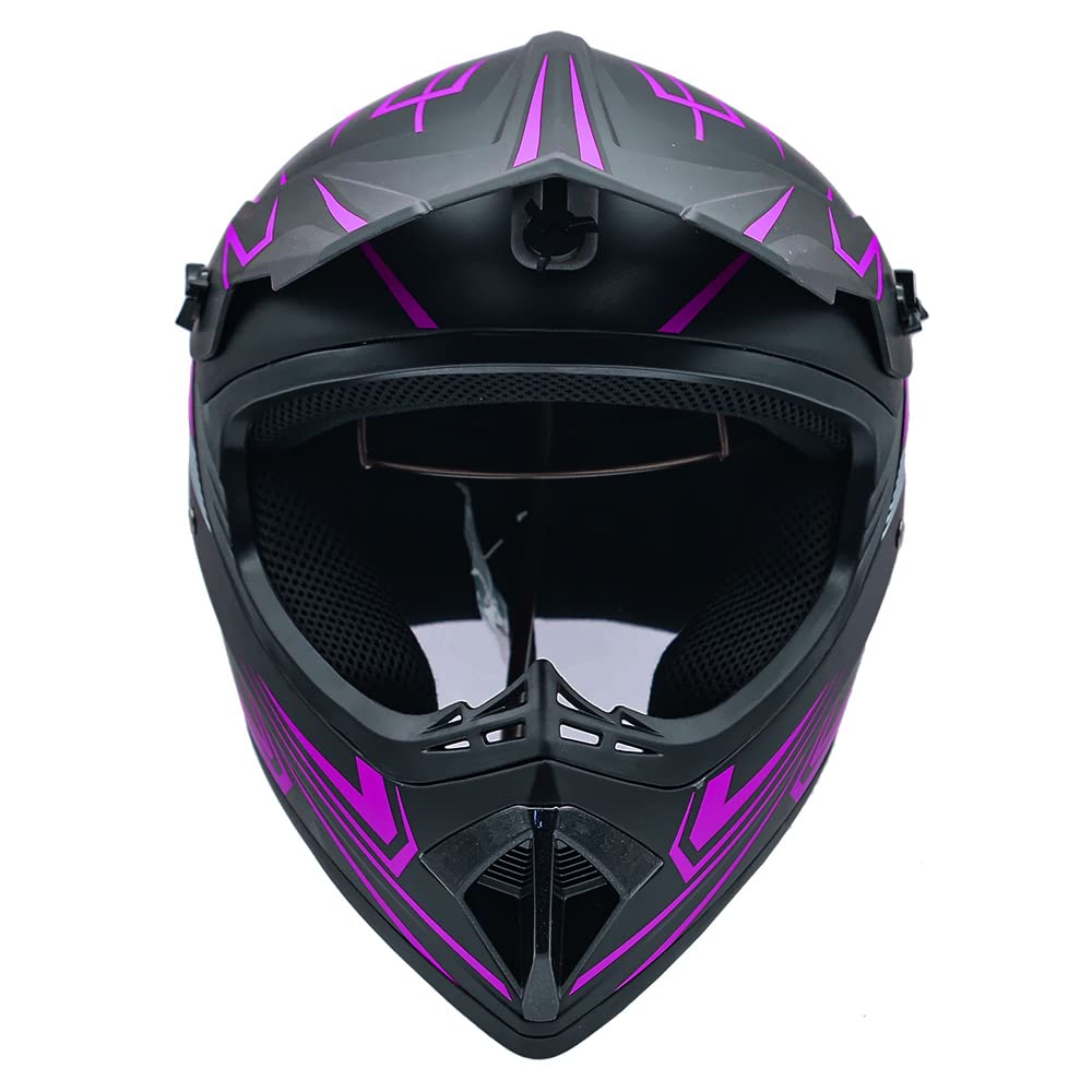 DJGLKREJG Motocross Helmet Unisex-Adult Large Purple Plastic DOT Approved Off-Road Motorcycle Helmet