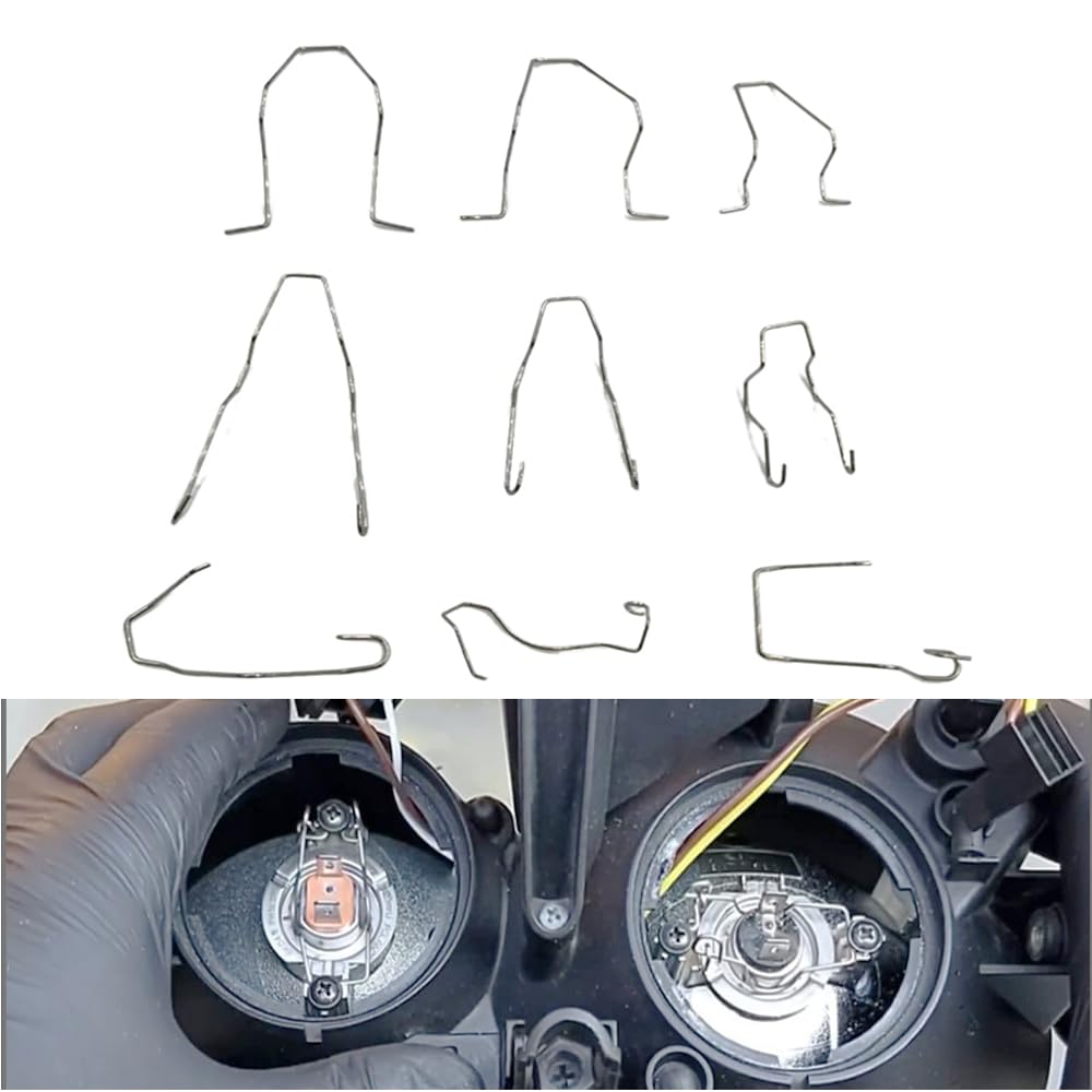 Dskoiph 9 Pcs Bulb Universal Car Headlight Clamp Bulb Retaining Spring Clips For H1/ H3 /H4 /H7 Headlamp Dip Bulb Hoder