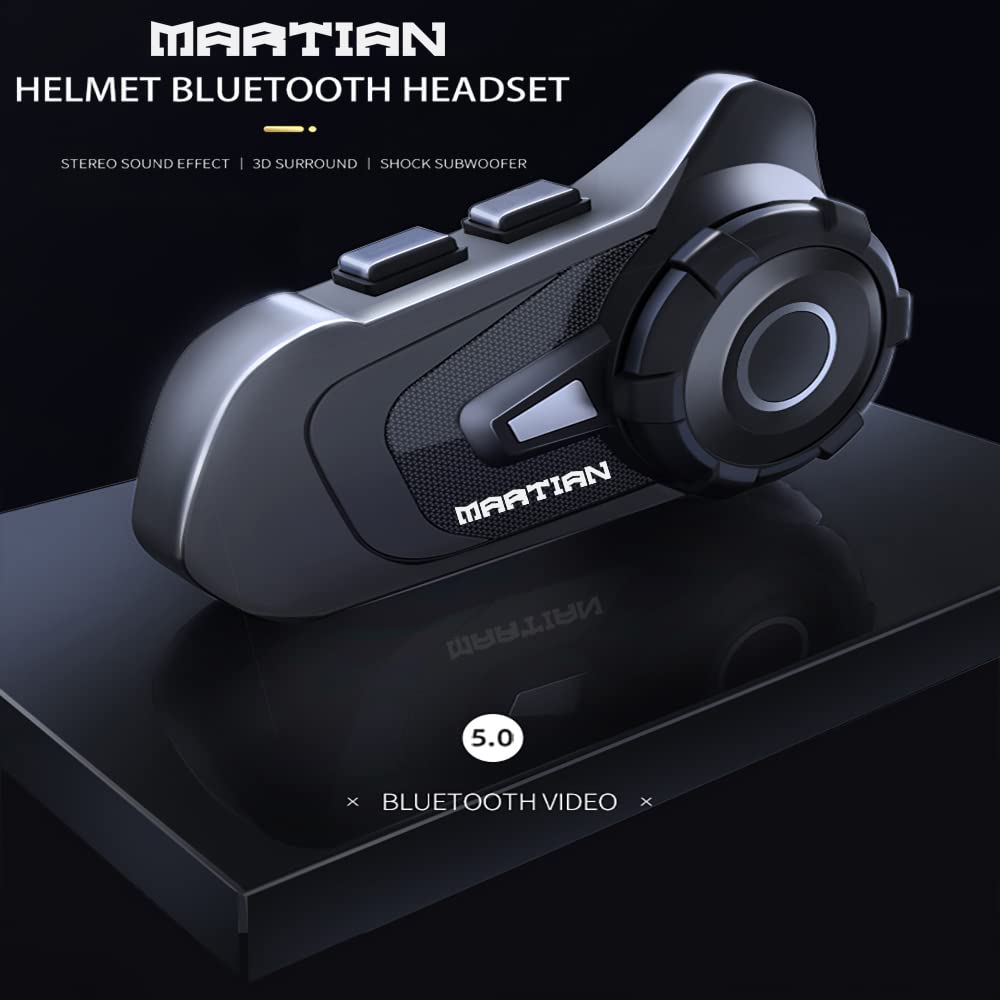 1Storm Motorcycle Bike Full Face Helmet Mechanic + Motorcycle Bluetooth Headset: Glossy Black