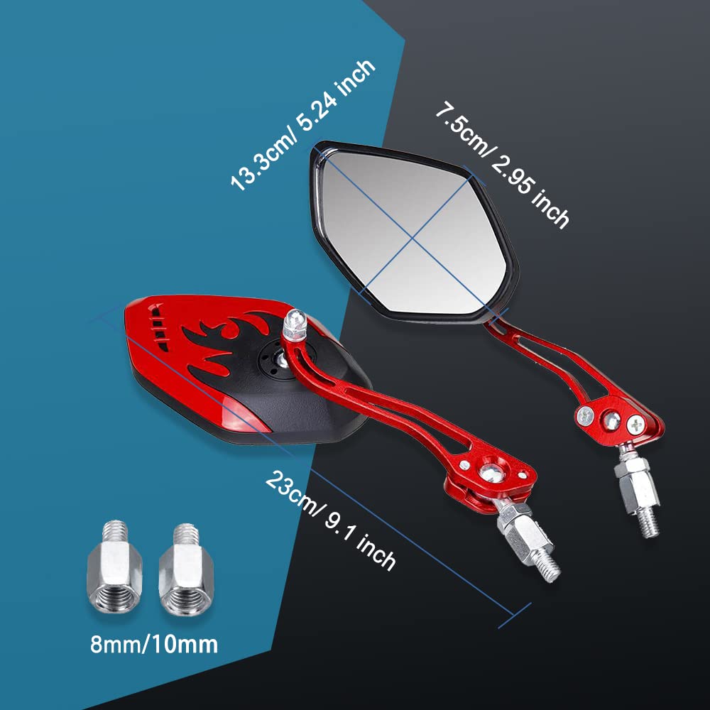 1Pair Universal Motorcycle Mirrors, Motocycle Rear View Mirrors, Adjustable Side Mirror, Motorcycle Mirrors For Handlebars, Alum