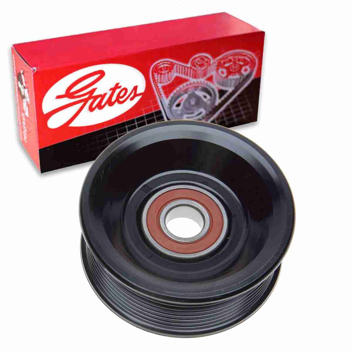 Gates Grooved Pulley DriveAlign Drive Belt Idler Pulley compatible with Ford F-350 7.3L V8 1995-1997