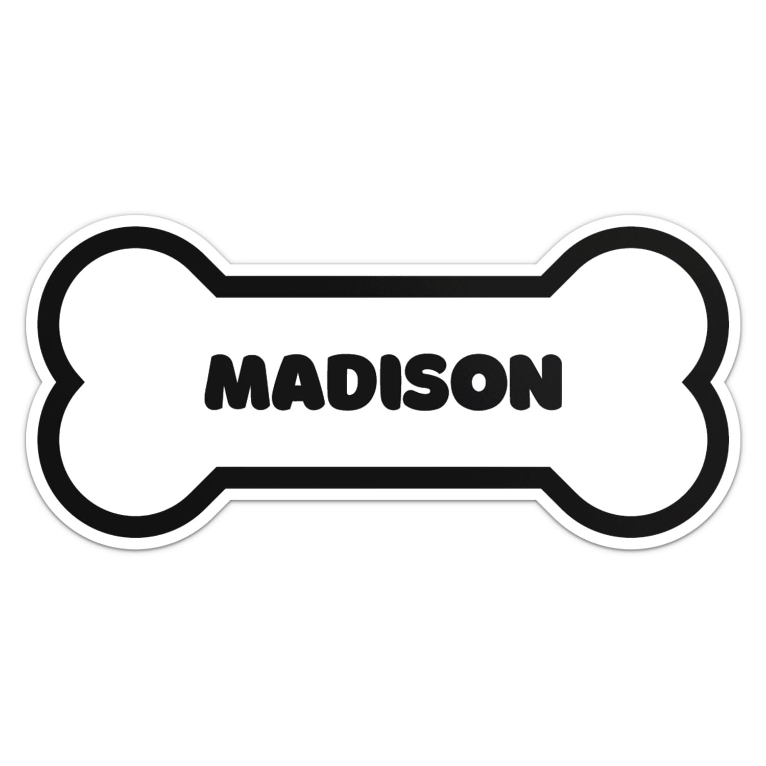 Madison Dog Name Sticker - Waterproof Vinyl Decal For Car Bumper, Laptop, Water Bottle, Wall, And Window, Size - 8'' Longer Side
