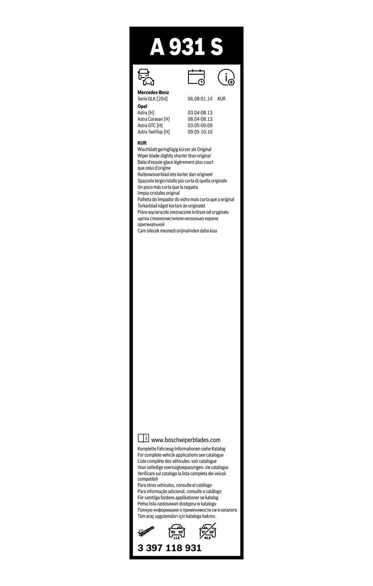 Bosch Automotive Bosch 3397118931 Wiper Blade