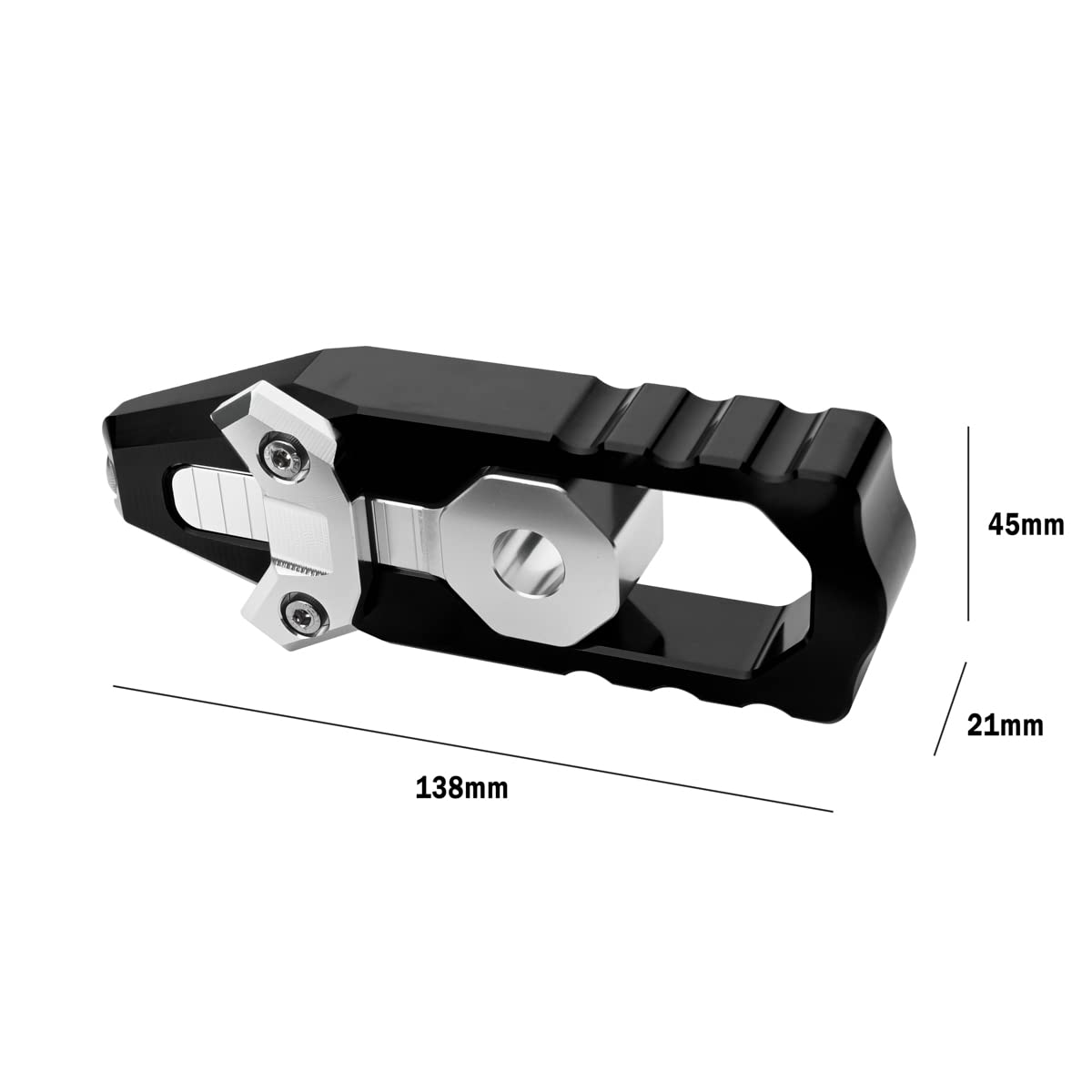 Canitu Black Chain Axle Adjuster Kit, Cnc Billet Aluminum Motorcycle Chain Adjusting Tool Rear Axle Swingarm Spool Chain Adjuste