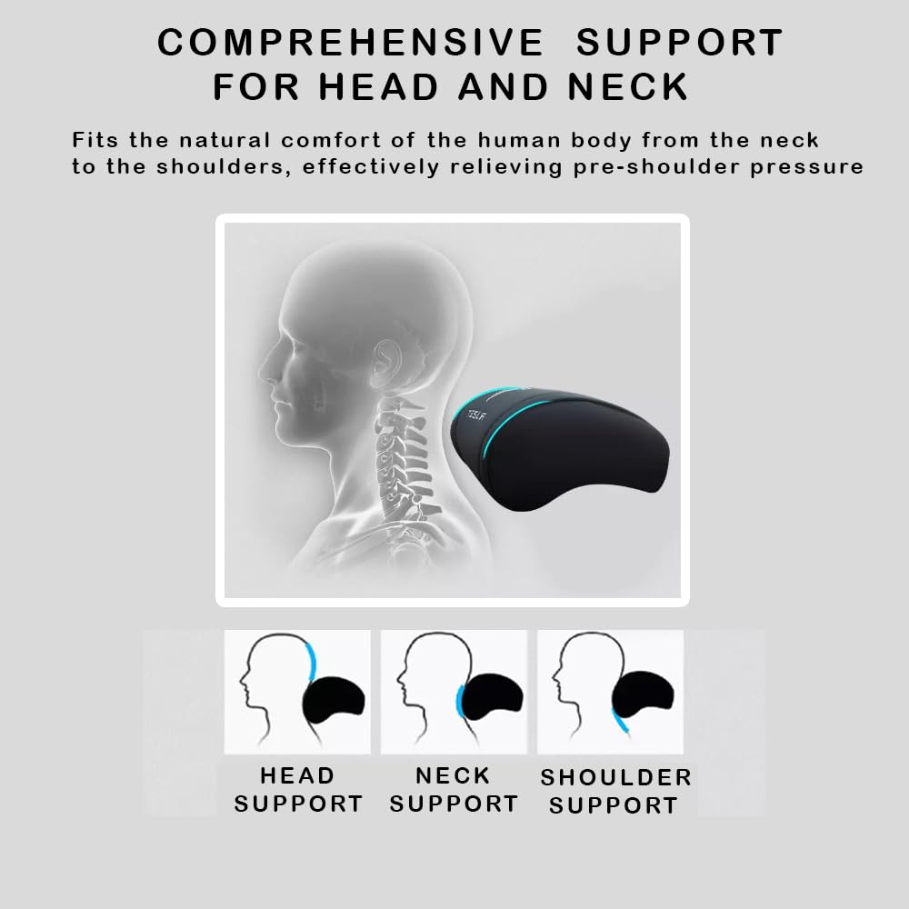 CoolKo Memory Foam Car Headrest Pillow - Ergonomic Neck Support for Tesla Model S/X/3/Y/Cybertruck - 1 Piece, B. White Ver. 2