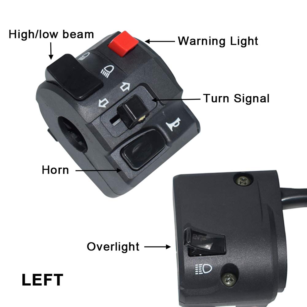 Feiteplus ATV Motorbike Handlebar Switch, FP-1523C-22, Black, Horn & Turn Signal, Durable ABS/Plastic/Metal/Rubber, 7/8" 22