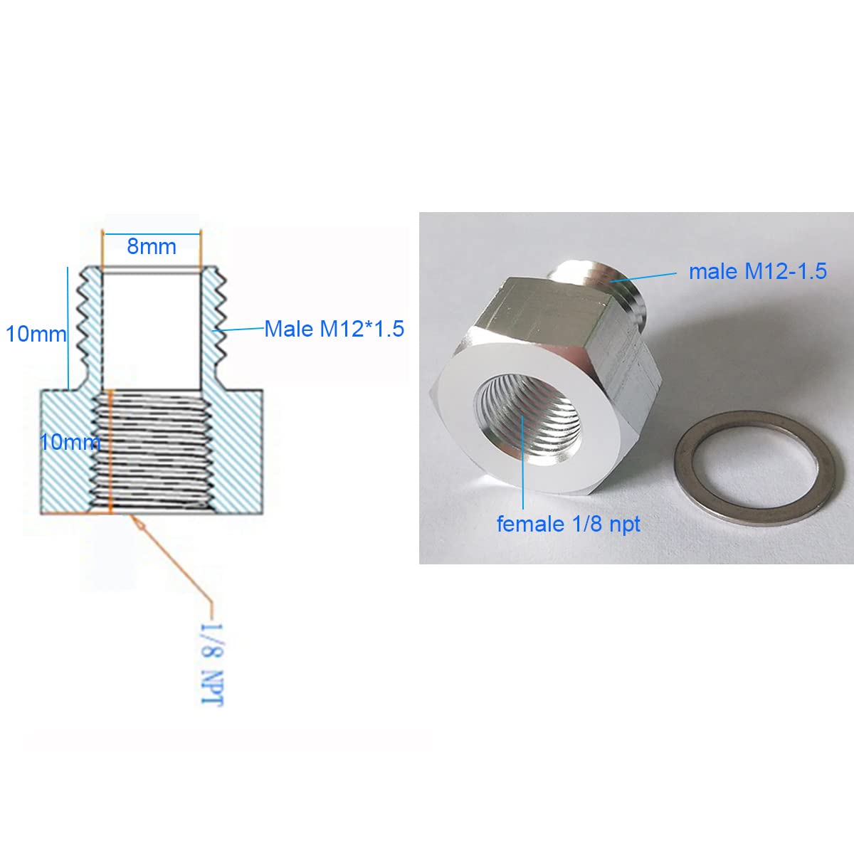 LS Engine Swap Intake Plug Coolant Temp Oil Pressure Sensor Adapter M16 M12 x 1.5 to 1/8 NPT for All GM LS Series Engines LS1 LS