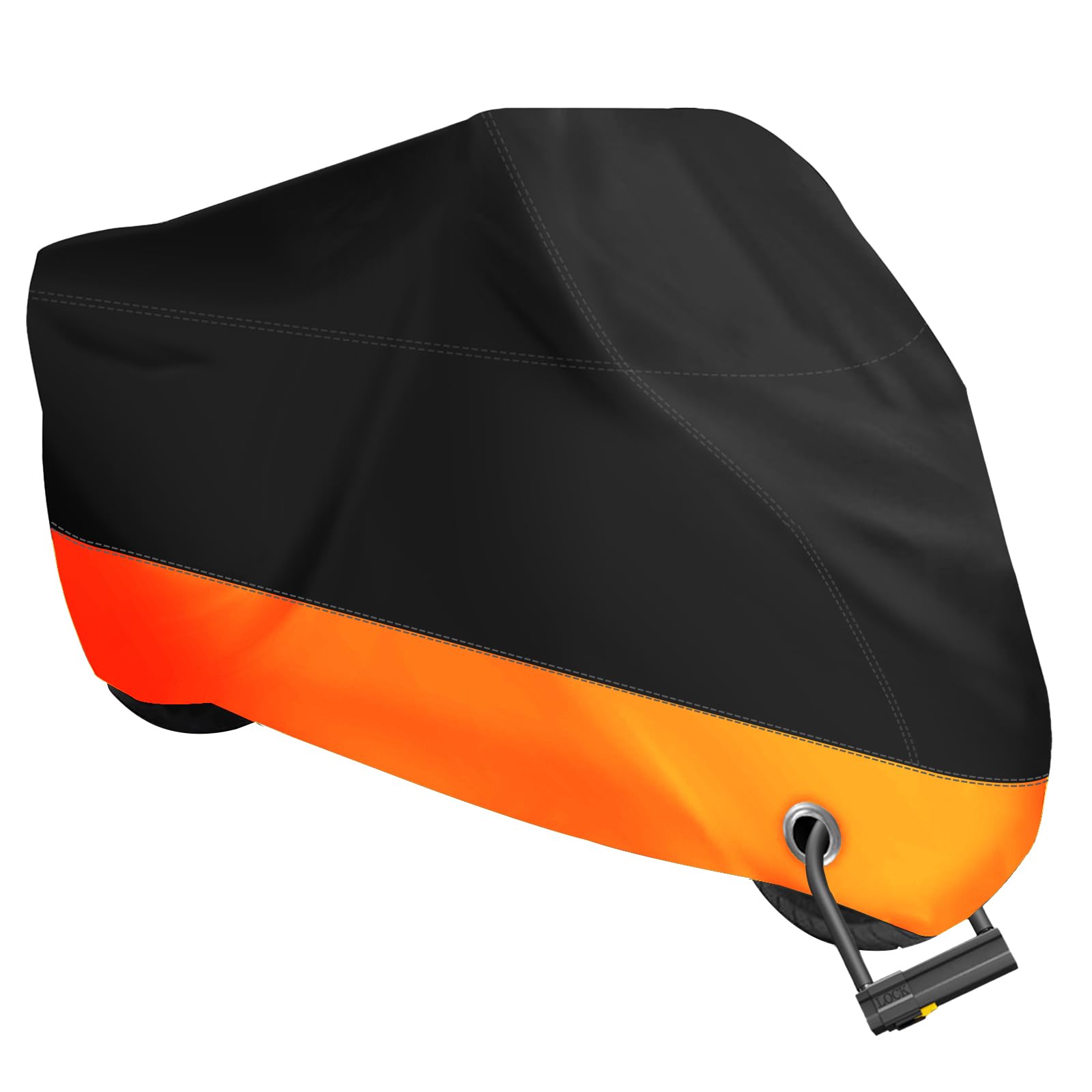 Xyzctem Motorcycle Cover,All Season Black&Orange Waterproof Outdoor Sun Motorcycle Cover,Fits Up To 87'' Motors