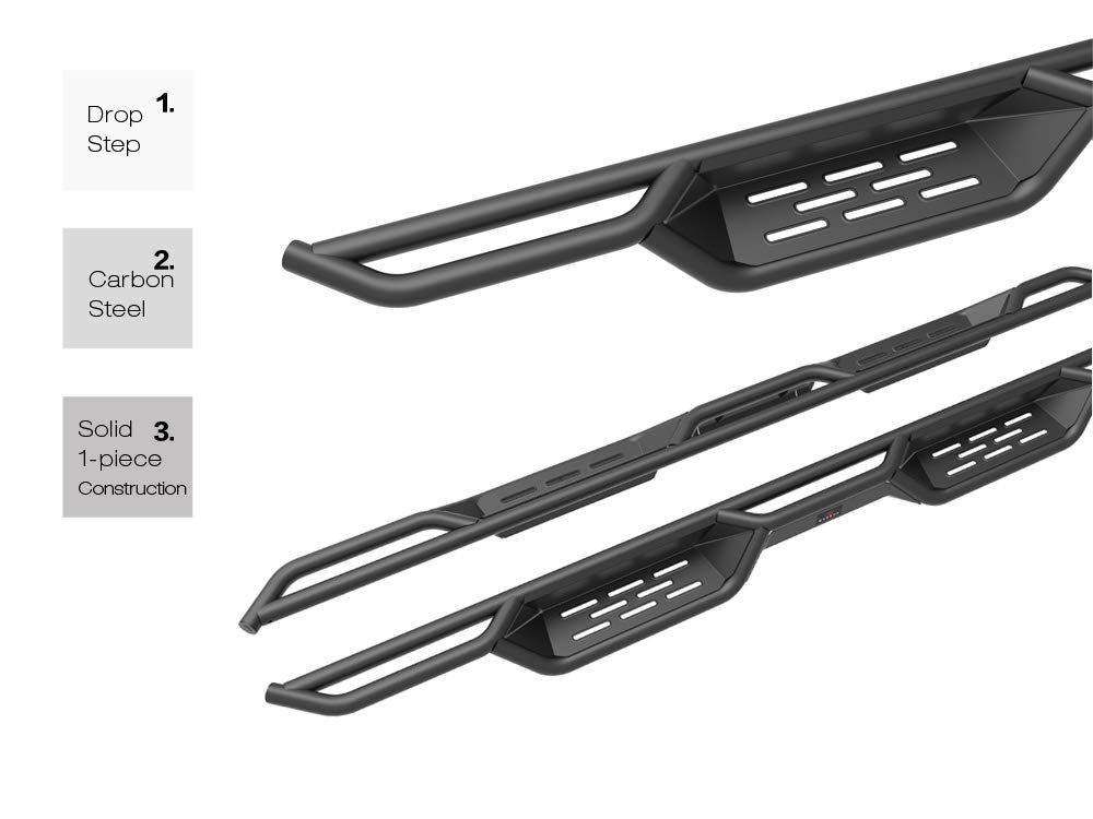 Aps Black 6 Inches Tubular Drop Down Style Bars Running Boards Compatible With Chevy Silverado Gmc Sierra 1500 2007-2018 Crew Ca