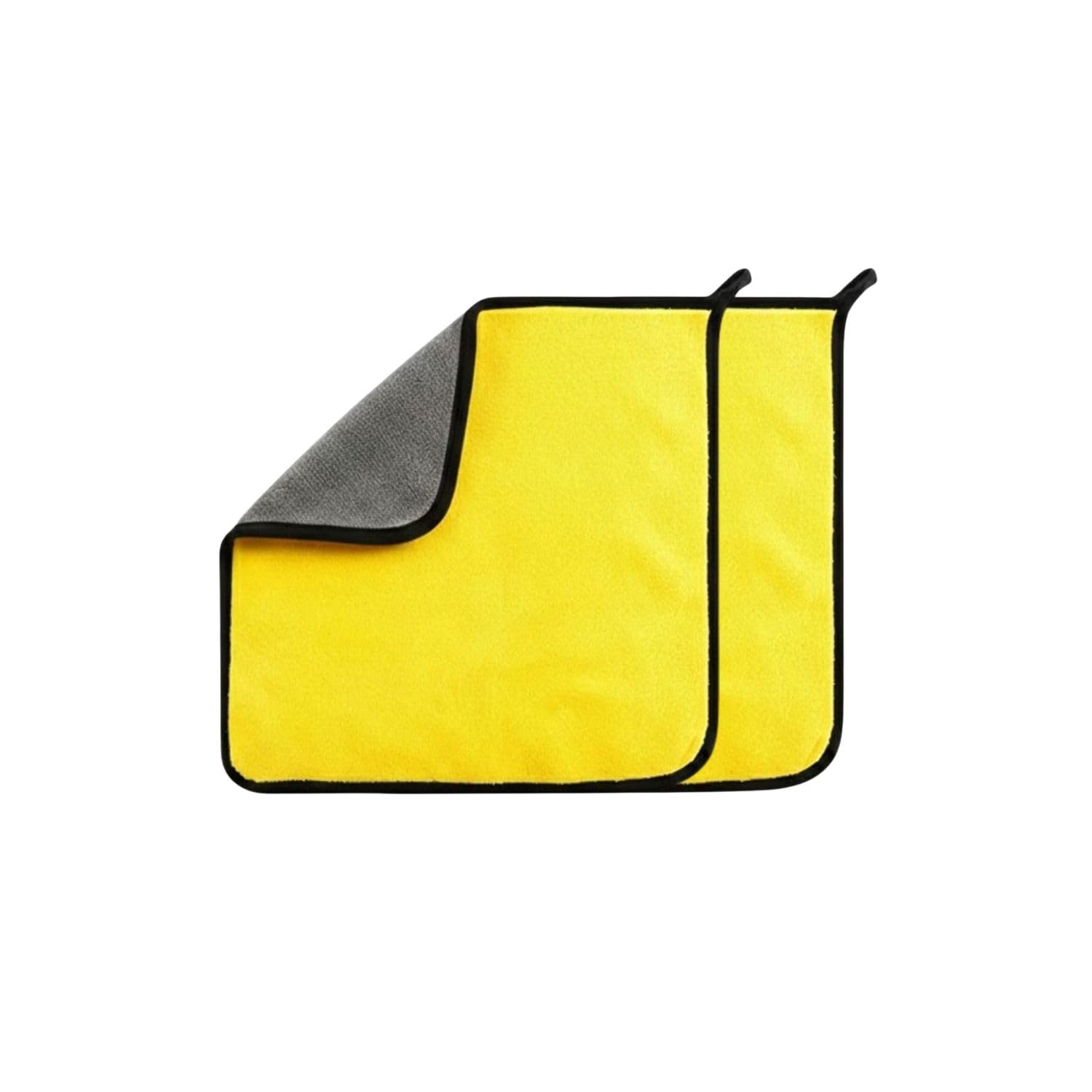 FS COOL Professional Microfiber Cloth Edges 800 GSM Yellow+Grey Silk Banded Edge Towel Extra Thick Cleaning Cloths Perfect for B