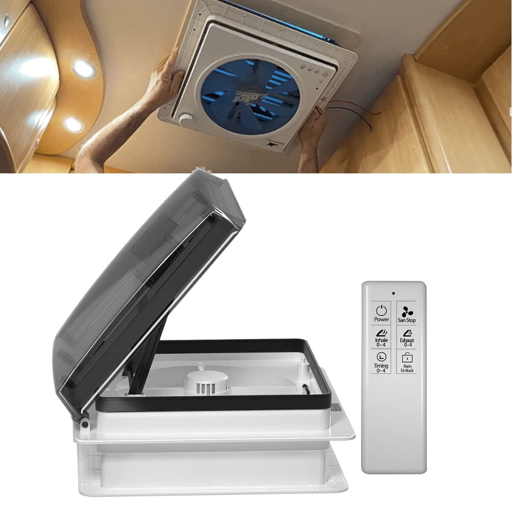 2012 Electric Air Max 14'' Vent Rv Roof Vent Reversible Exhuast Fan, Ultra Low Sound Level Permanent Rv Air Ventilation Ceiling