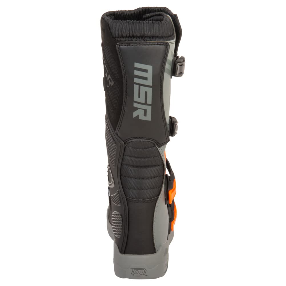 MSR M3X Motocross Boot, Size 11, Grey/Orange, Durable Design for Off-Road Performance