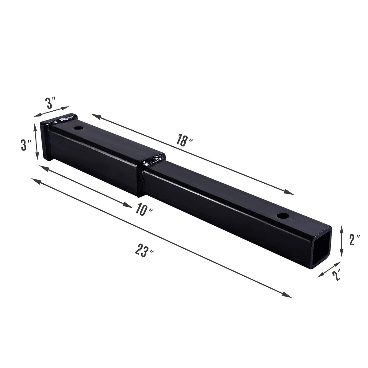 Fullwatt 18'' Trailer Hitch Extension For 2-Inch Receiver Tube Extender Receiver Extension Tube Extenders 5/8'' Pin Hole 4000 Lb