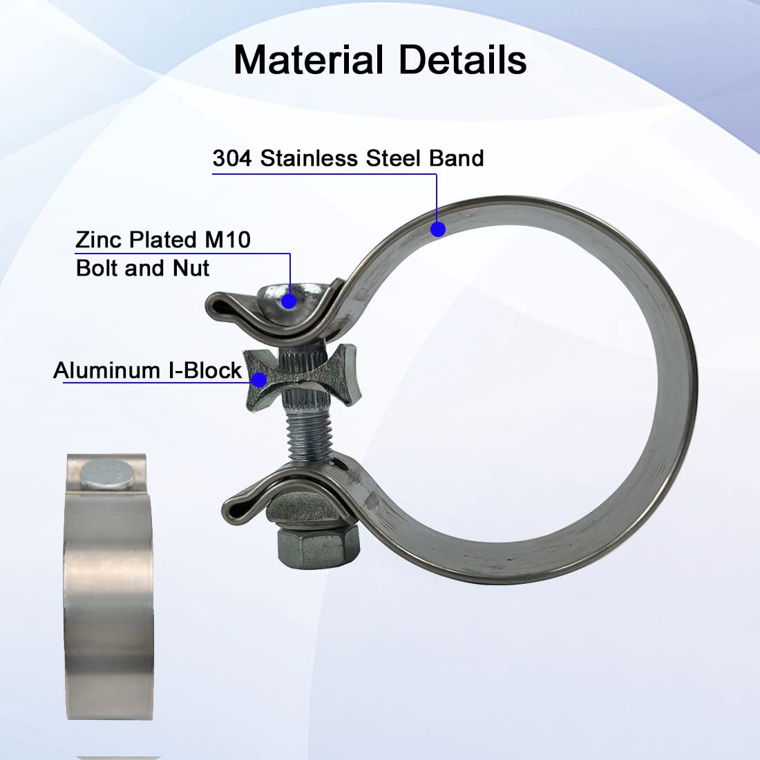 Emotor Stainless 3 Inch Narrow Band Exhaust Seal Clamp For Od 3'' Exhaust Pipes/Muffler/Tips