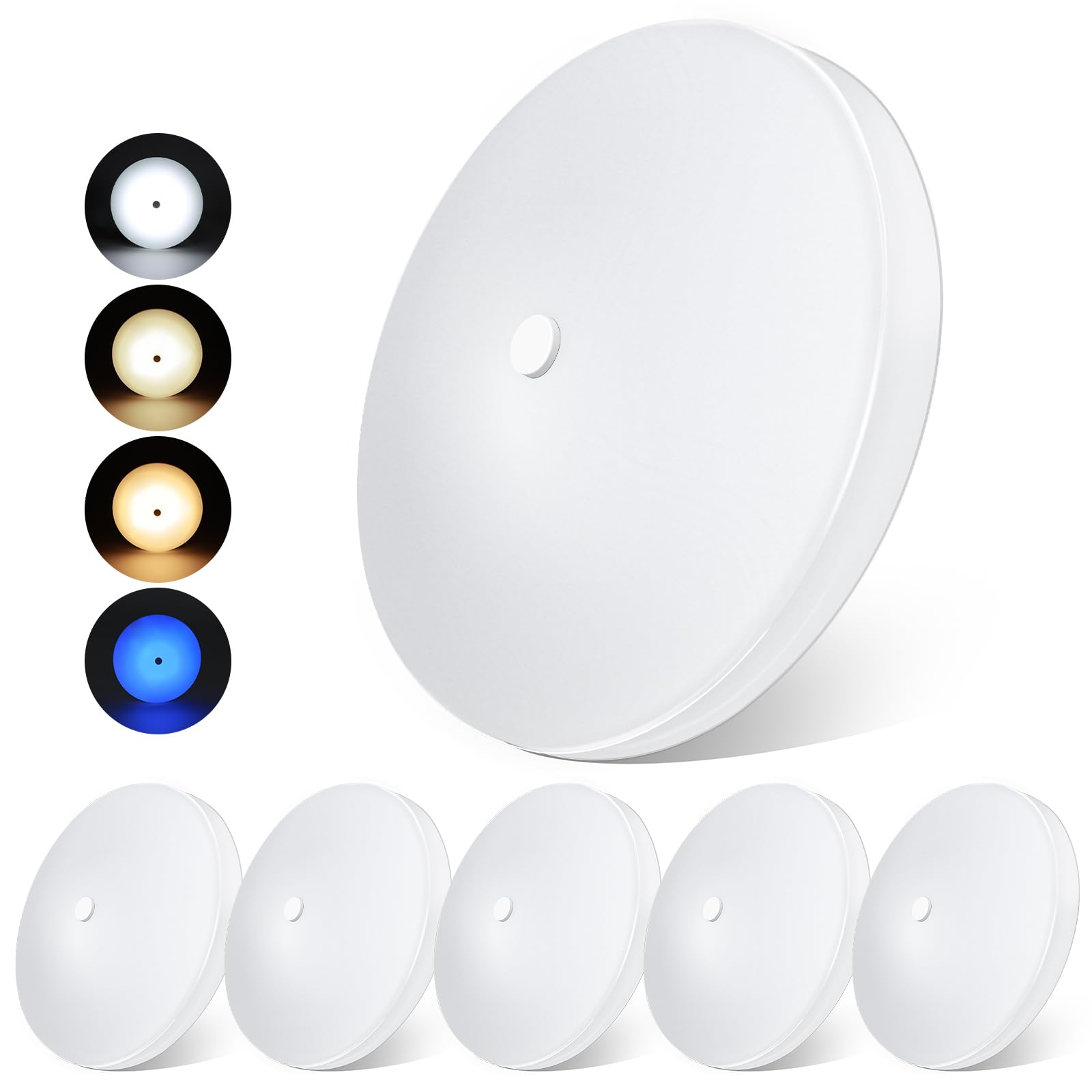 acegoo RV 3CCT 4.5 LED Ceiling Dome Light, 3000K/4500K/6000K Switchable with Blue Nightlight 12V Puck Light for Motorhome Camp