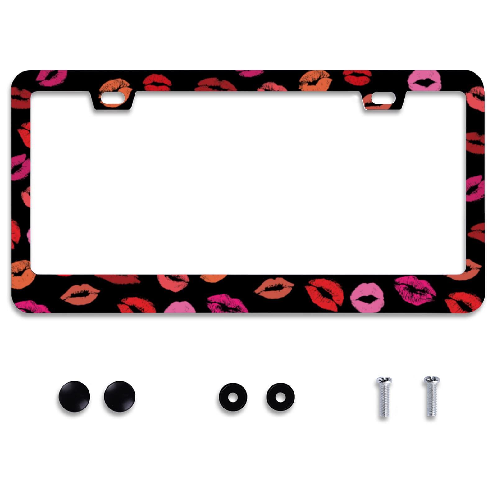 Personalise Sexy Lips Red Pink Lip Kiss License Plate Frames Car Universal Accessories Stainless Steel License Plate Cars Decor