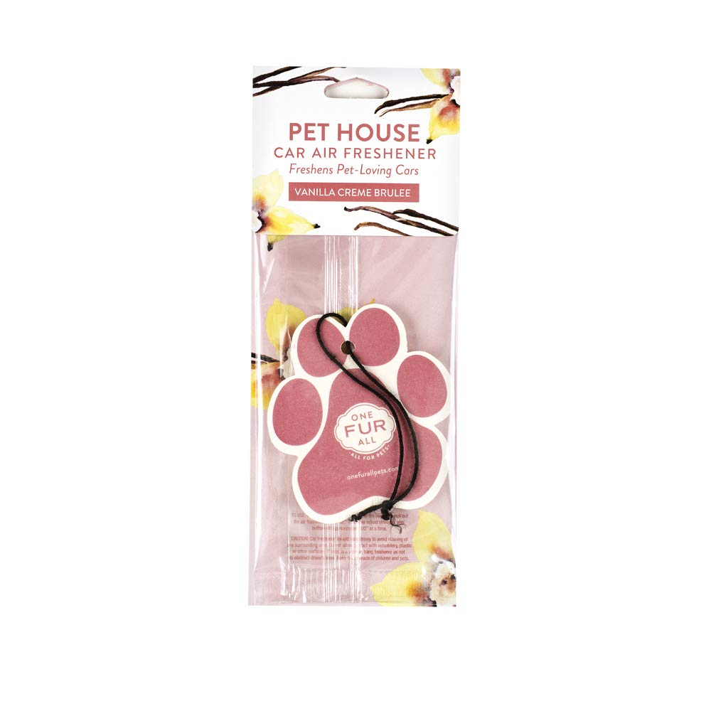One Fur All Pet House Car Air Freshener - Vanilla Creme Brulee Pack Of 4 - Non-Toxic Car Air Freshener - Pet-Friendly Air Freshe