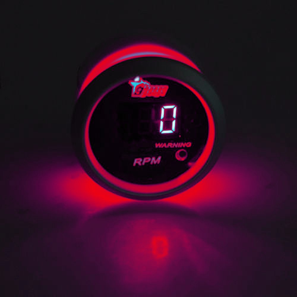 Esupport Car 2'' 52Mm Digital Tacho Gauge Red Rpm Tachometer 0-9999 Automotive