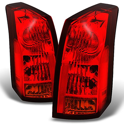 AKKON - For Cadillac CTS 4-Door Sedan Red Clear Rear Tail Lights Brake Lamp Left + Right Side Replacement