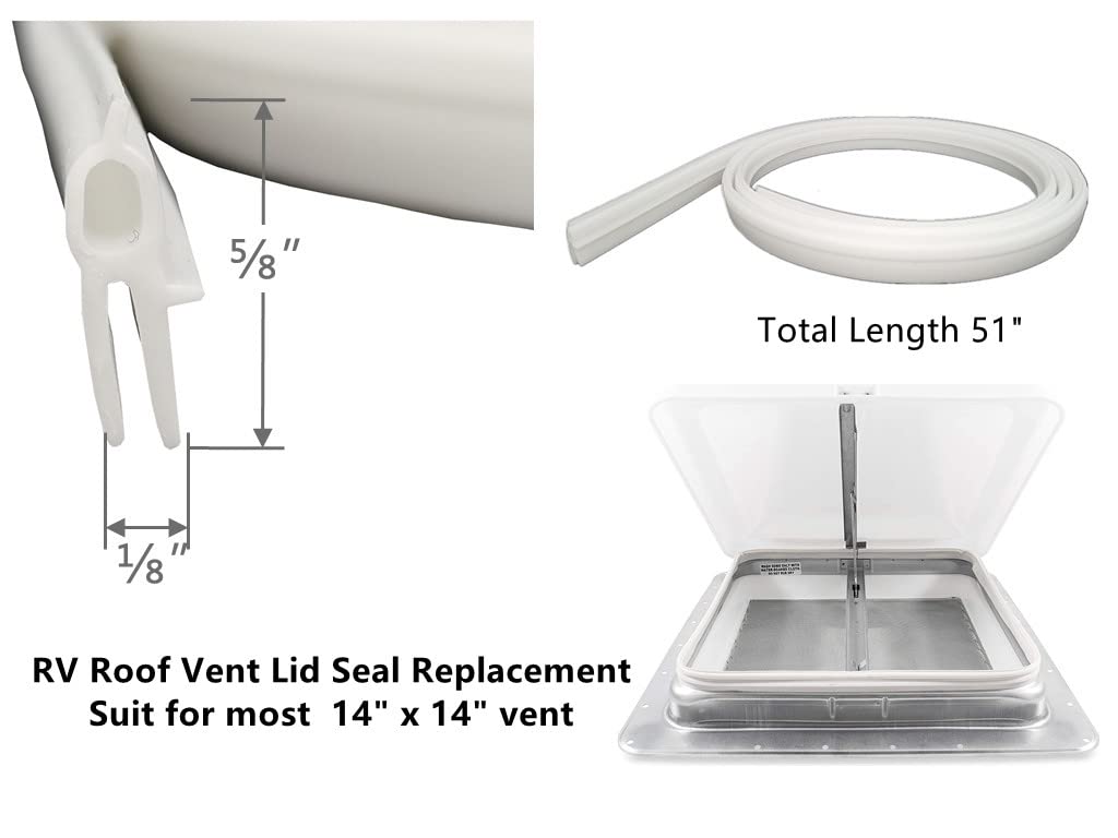 Zrnidiyr Rv Roof Vent Seal Rv Seal Replacement For Roof Vents Roof Vent Lid Replacement Gasket Whiteseal/White Gule (51'' With G