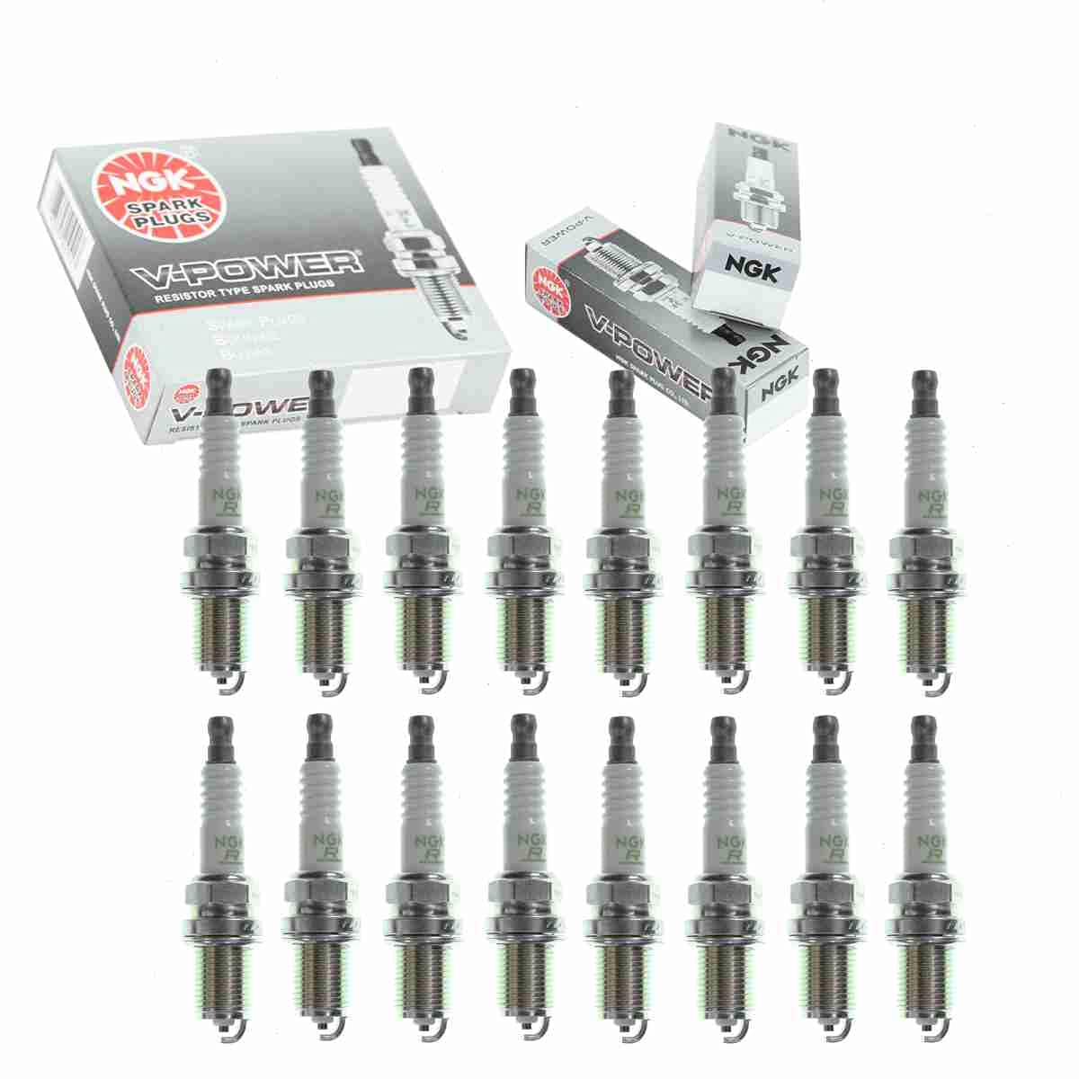 16 pc NGK V-Power Spark Plugs compatible with Mercedes-Benz ML500 5.0L V8 2003-2007