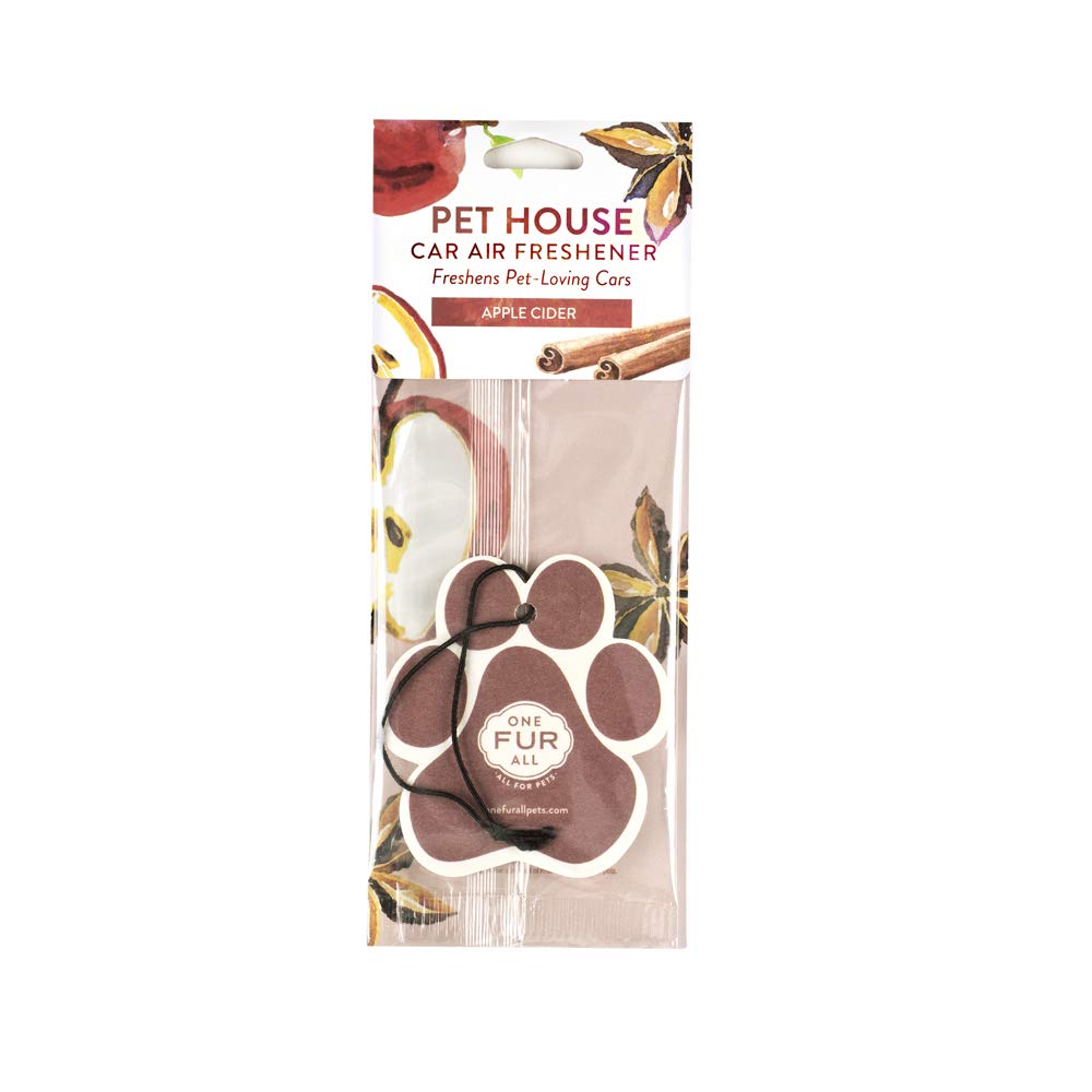 Pet House Car Air Freshener By One Fur All, Pack Of 4 - Apple Cider - Non-Toxic Auto Air Freshener, Pet Odor Eliminating Air Fre