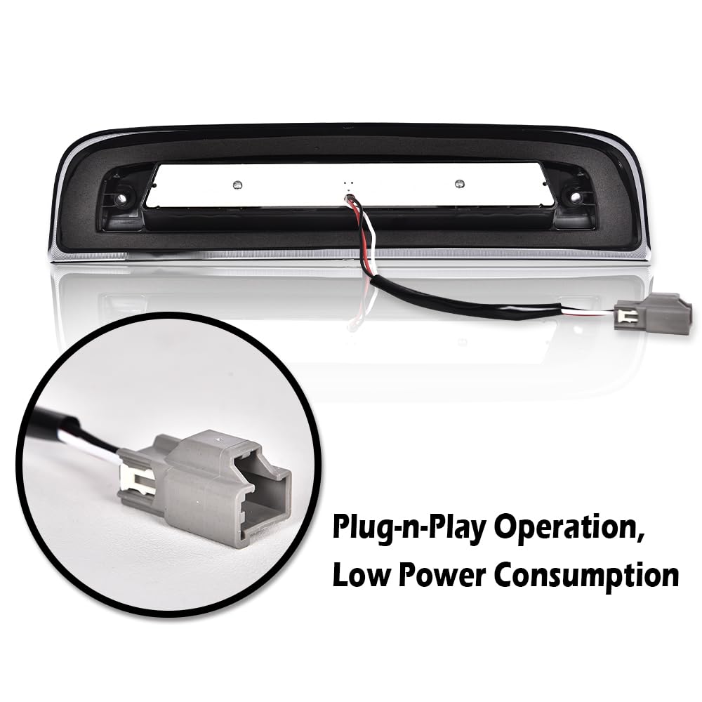 G-PLUS LED 3rd Brake Light for Chevy Silverado/GMC Sierra 2014-2020, Black Smoked Lens, ABS, X Type