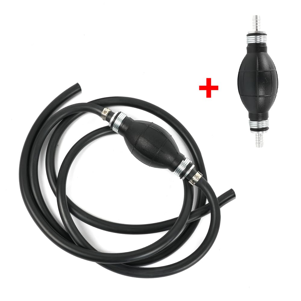 Bartoo Marine Boat Fuel Line Assembly, 5/16'' 8Mm Nylon Braided 7Ft Fuel Hose Line With Connector And Primer Bulb For Yamaha Out