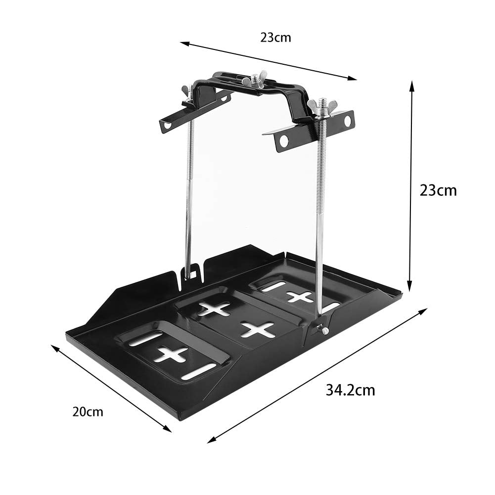 Battery Hold-Down Tray,Universal Metal Car Battery Tray Adjustable Hold Down Clamp Kit