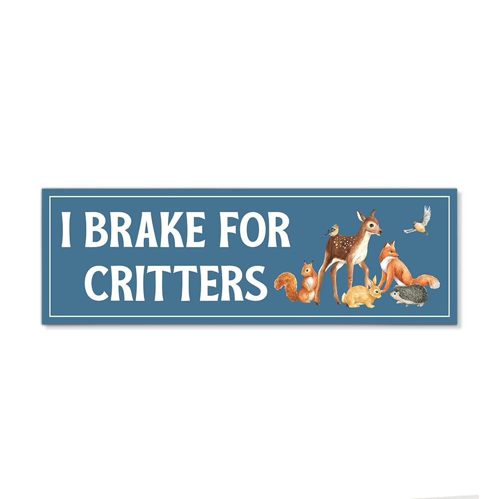 JMYROG I Brake for Critters Dark Blue Car Bumper Magnet Sticker, Protect Wildlife Sticker or Magnet, Waterproof Car Magnets for 