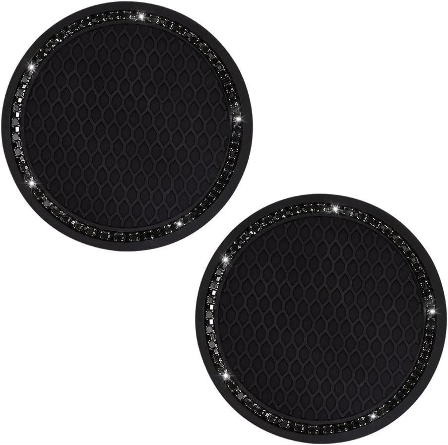Yousheng Bling Car Cup Coaster, Universal Holder Insert Rhinestone Anti Slip Silicone Accessories Suitable For Most Interior, Be