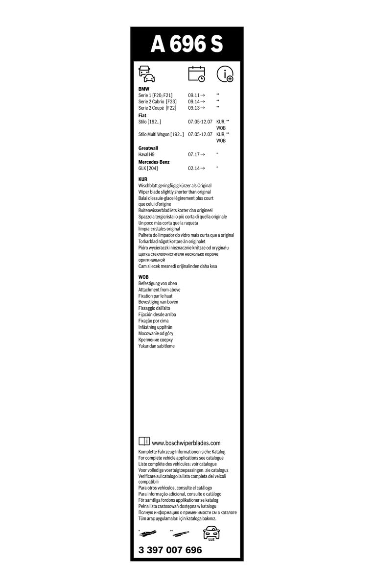 Bosch 3397007696 Aerotwin Oe Replacement Wiper Blades Driver & Passenger Side - Set Of 2 (22' & 18')