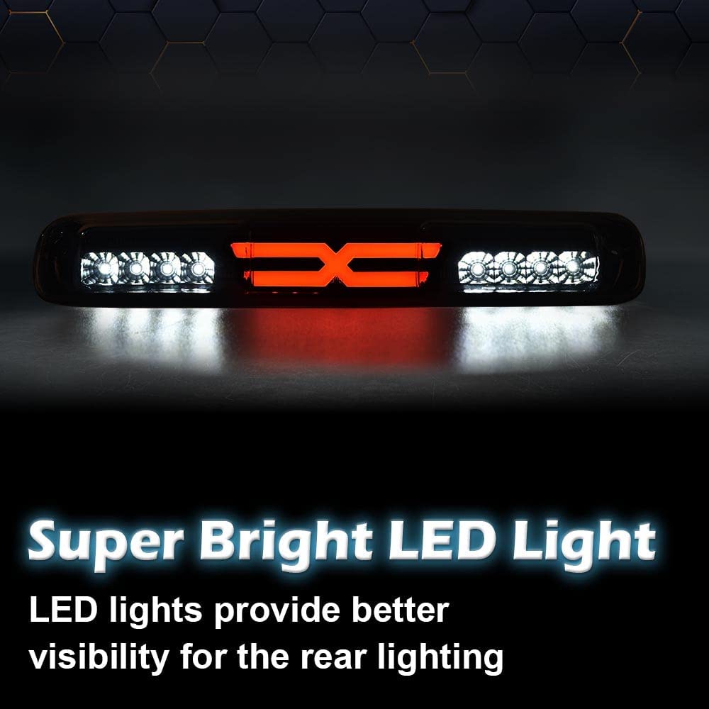 Pit66 3Rd Brake Light Compatible With Chevy Silverado 1500 2500 3500 & Hd Models (99-06 Silverado/Sierra X Clear Lens)