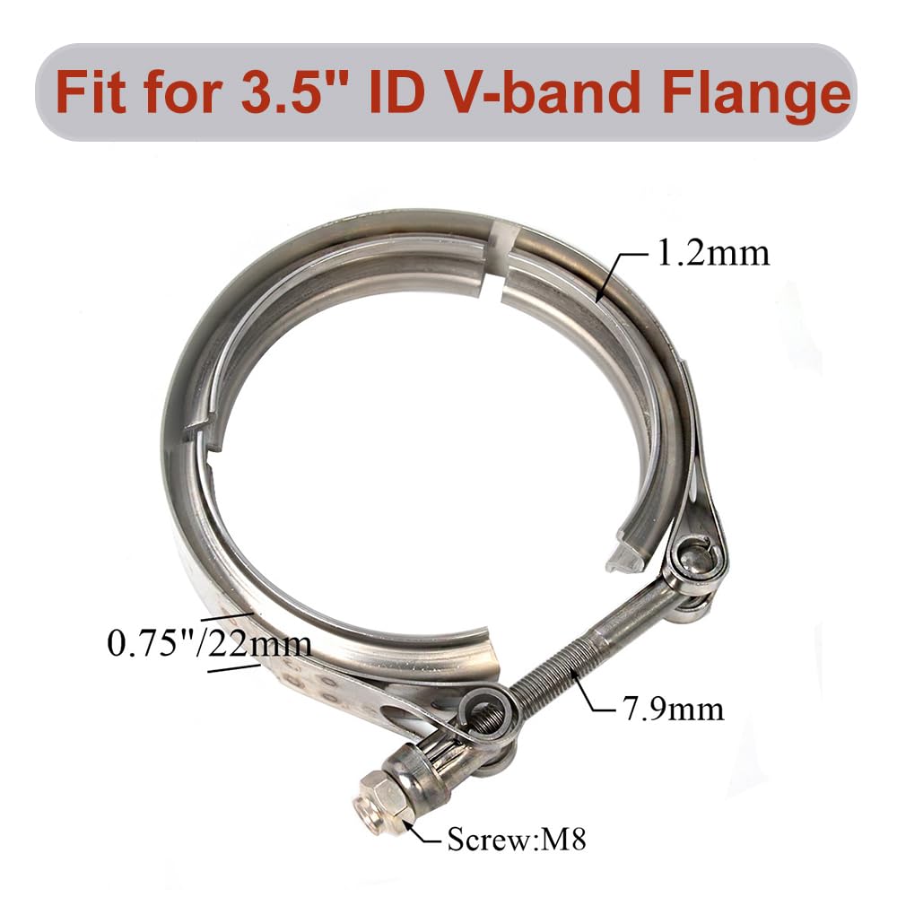 eLifecenter 3.5" Stainless Steel V-Band Clamp, 3-1/2" OD Flange, Silver, Model CLVN_312SS