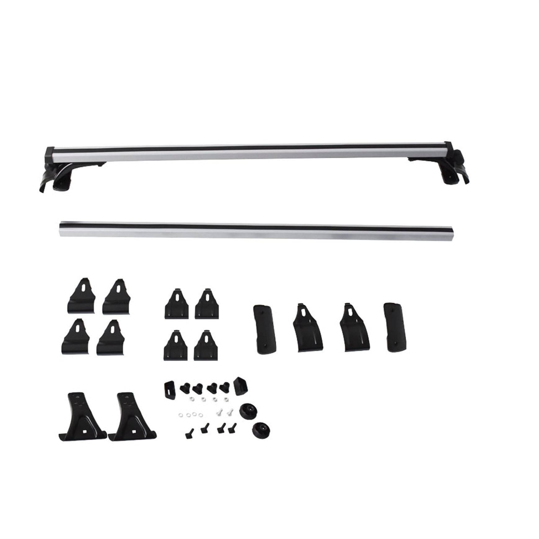 Silscvtt 48 Inch Universal Car Roof Cross Bar Rack - Silver Aluminum with 3 Clamps