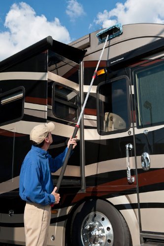 Aero Cosmetics RV Aircraft Boat Wash Wax Mop Kit - Adjustable Pole 4' to 9' - No Ladder Needed, Wash & Wax Anywhere