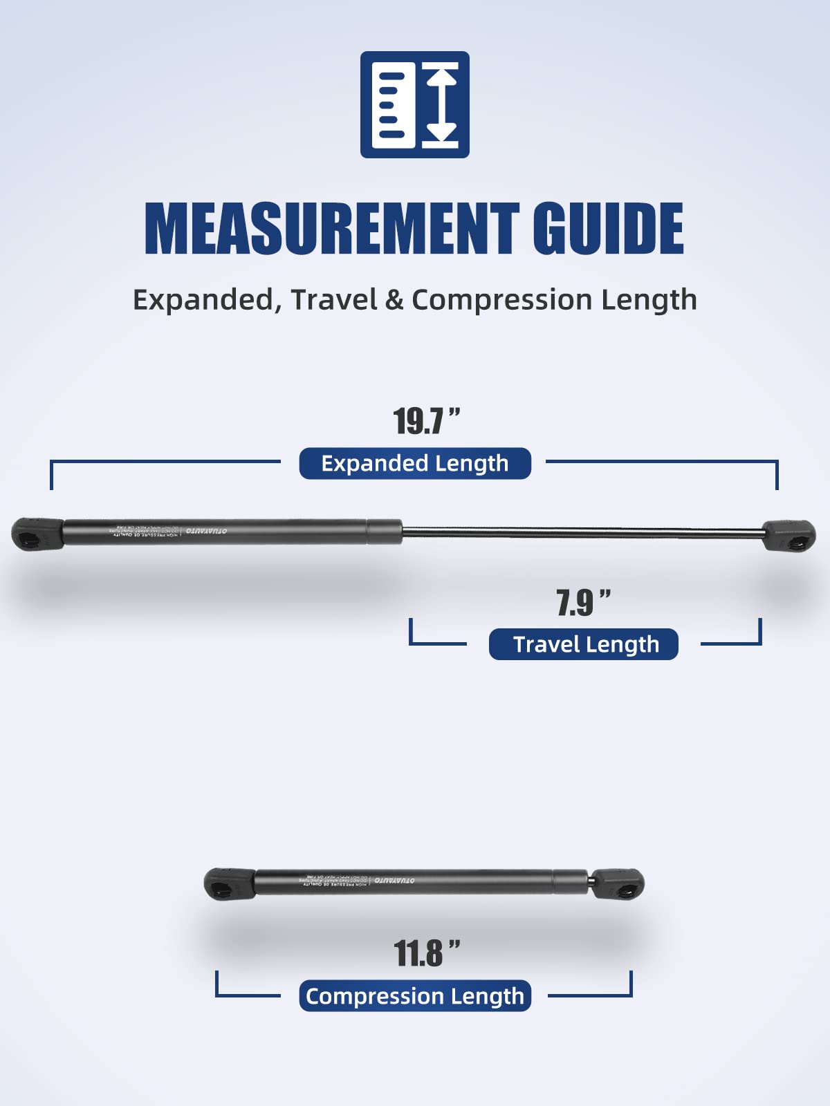 Otuayauto 20 Inch Gas Strut - 667N/150Lbs Universal Lift Support - C1617566 Gas Shocks For Tool Box Shock, Truck Cap Strut, Hydr