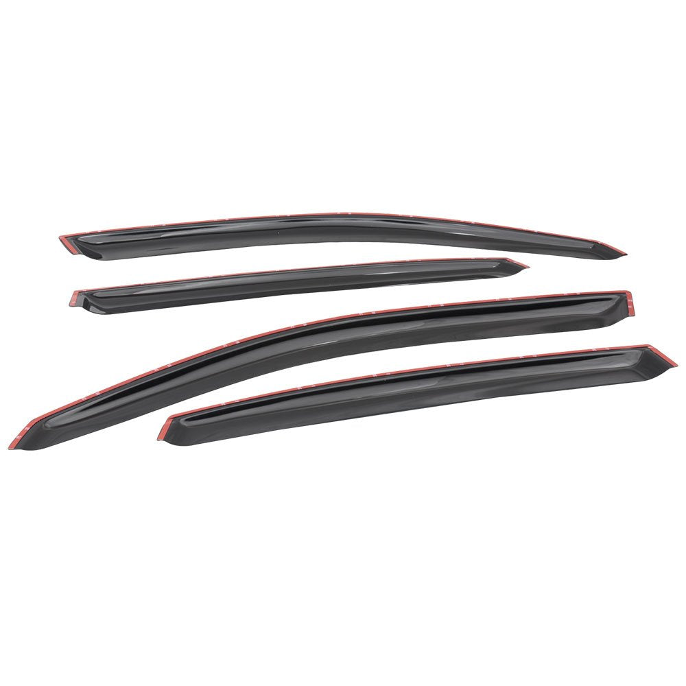 IKON MOTORSPORTS Tape On External Window Visor, Compatible with 2000-2005 Chevy Impala, Slim Style Acrylic Smoke Tinted & Semi-T