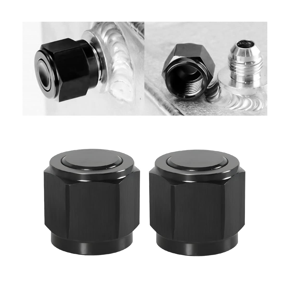 12AN Female Flare Cap Block Off Fitting Plug, 2PCS Aluminum Swivel Hex Head Nut Port Adapter, Automotive Modification Accessorie