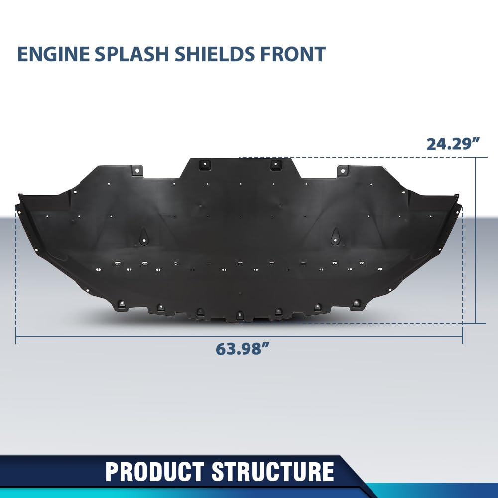 PIT66 Engine Splash Shields for 2018-2022 Ford Mustang EcoBoost GT, Black
